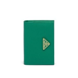 Prada logo plaque small wallet green mango